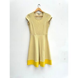 DE Collection Yellow White Striped Fit & Flare Dress Size S